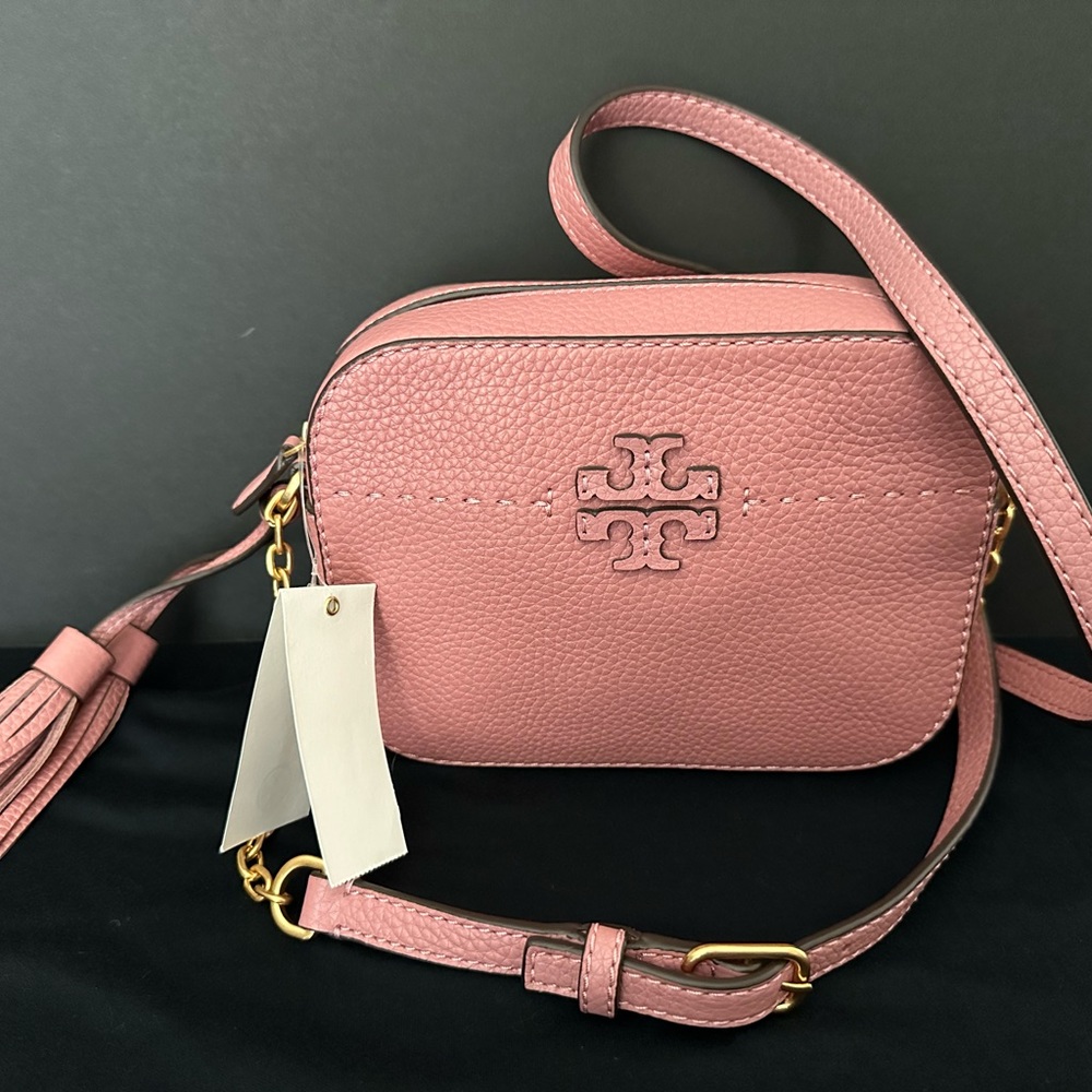 Tory Burch McGraw Camera Bag Mini Size Pink Magnolia Stunning Color!